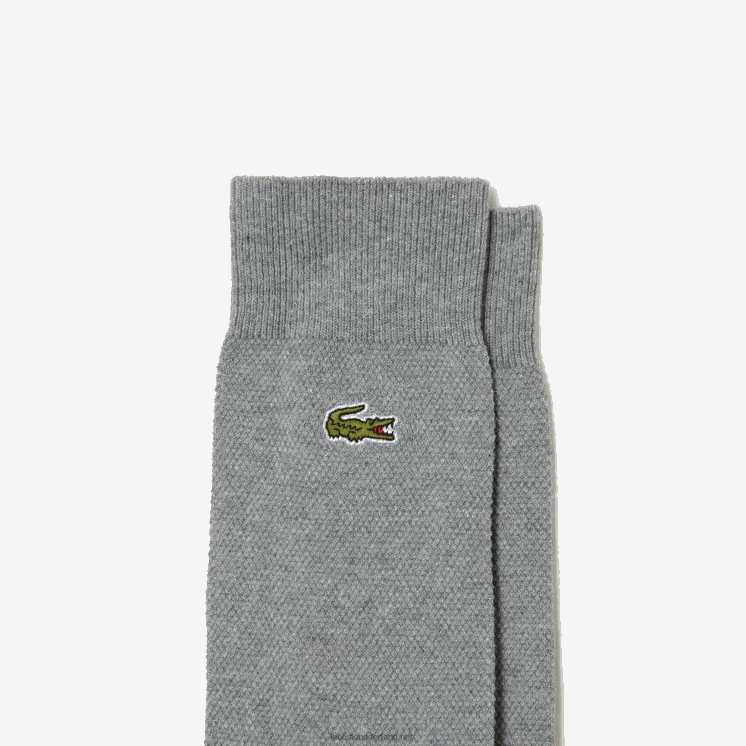 Lacoste hoog uitgesneden katoenen piqué sokken 3-pack 0828H1663 grijze knik erf Heren