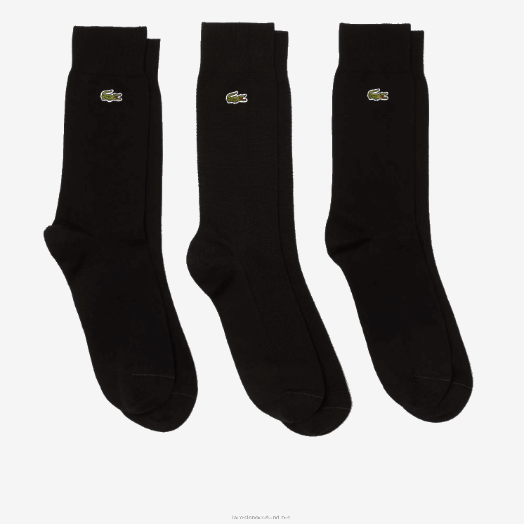 Lacoste hoog uitgesneden katoenen piqué sokken 3-pack 0828H1665 zwart 031 Heren