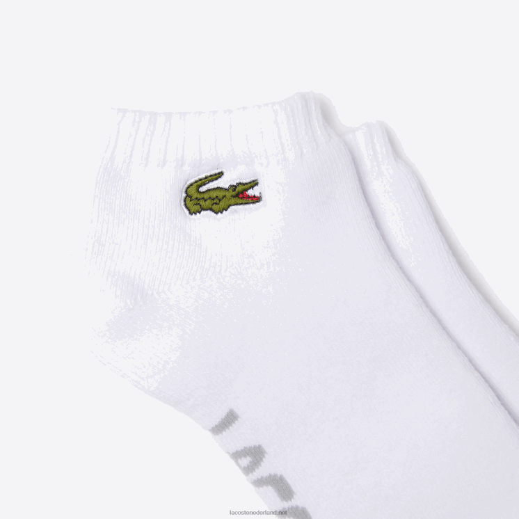 Lacoste laag uitgesneden sokken van stretchkatoen met sportmerk 0828H1674 wit grijs chine g8k Heren