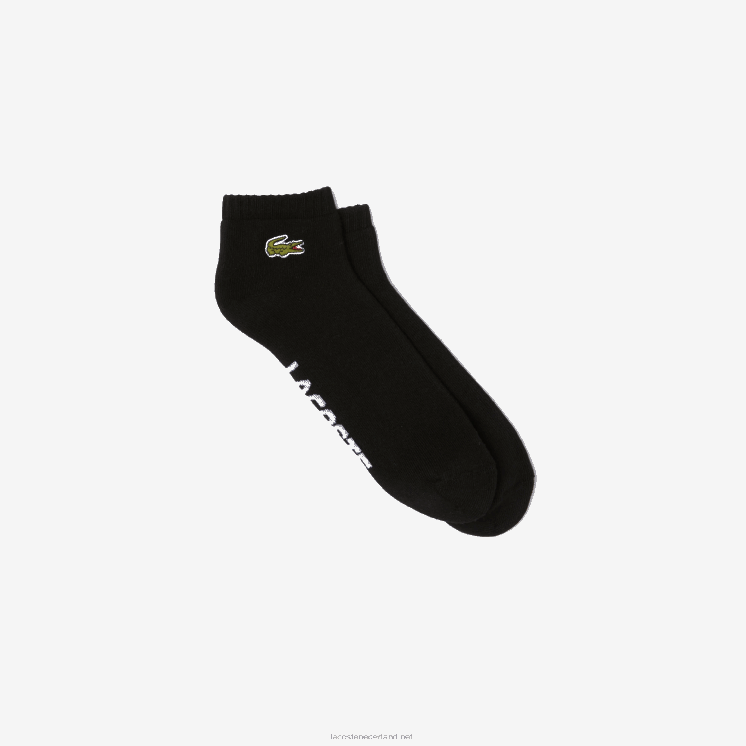 Lacoste laag uitgesneden sokken van stretchkatoen met sportmerk 0828H1675 zwart wit 258 Heren