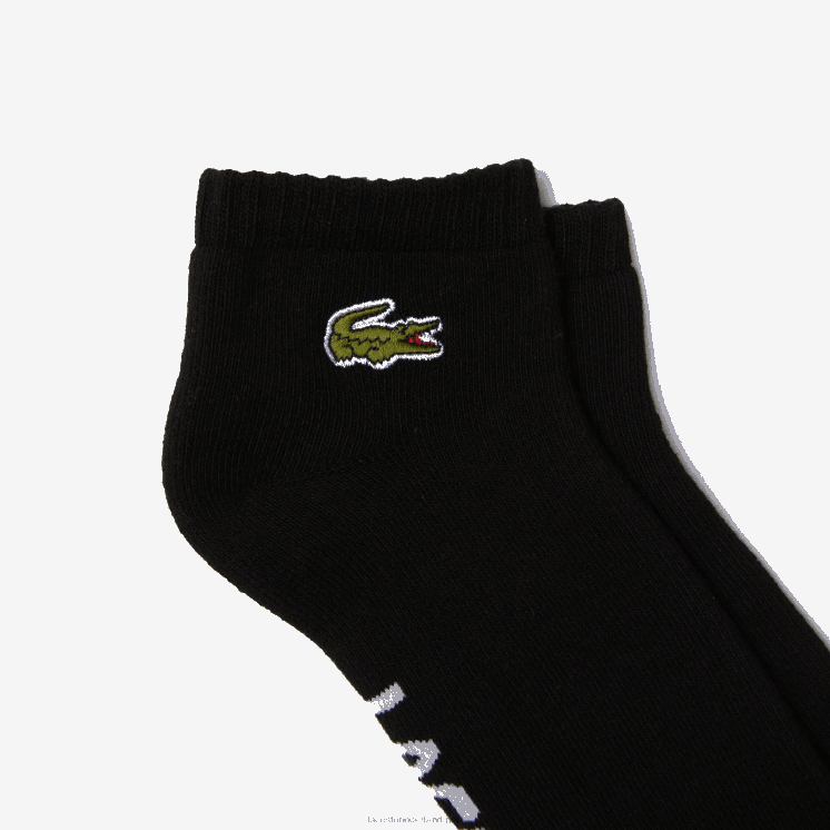 Lacoste laag uitgesneden sokken van stretchkatoen met sportmerk 0828H1675 zwart wit 258 Heren