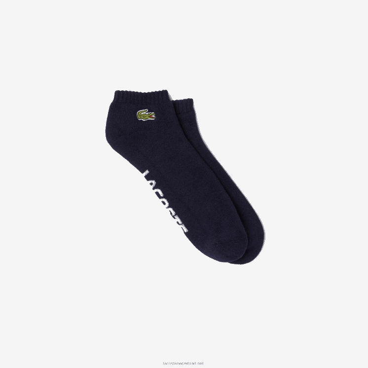 Lacoste laag uitgesneden sokken van stretchkatoen met sportmerk 0828H1676 marineblauw wit 525 Heren
