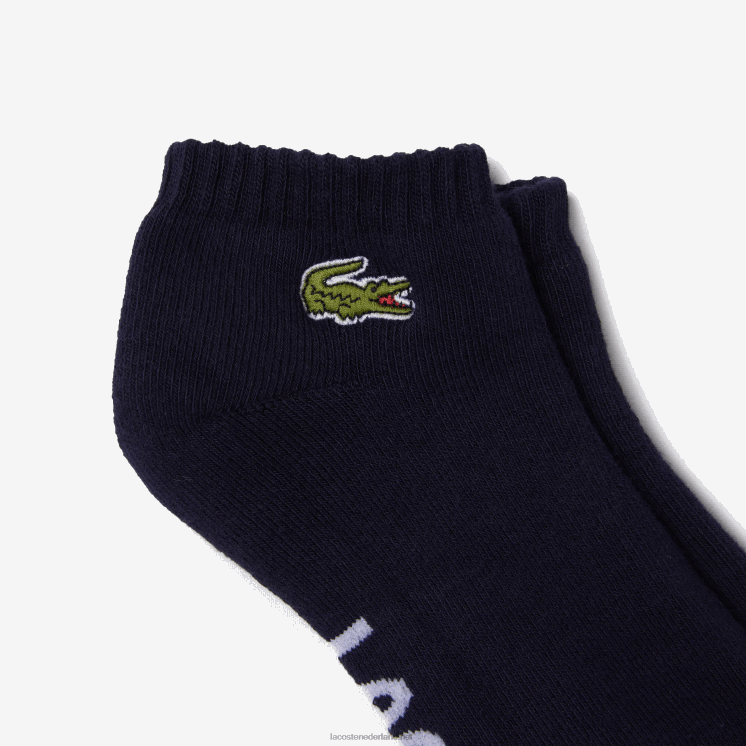 Lacoste laag uitgesneden sokken van stretchkatoen met sportmerk 0828H1676 marineblauw wit 525 Heren