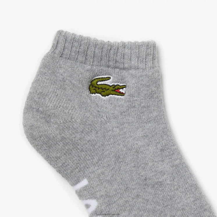 Lacoste laag uitgesneden sokken van stretchkatoen met sportmerk 0828H1677 grijs chine wit mtg Heren