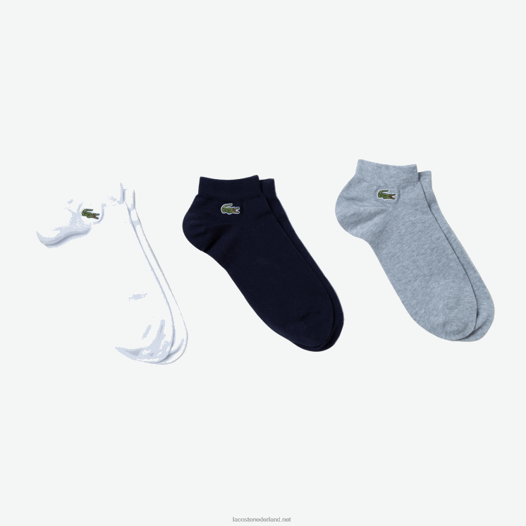 Lacoste laag uitgesneden sportsokken 3-pack 0828H510 grijs chine marineblauw wit 5kc Heren