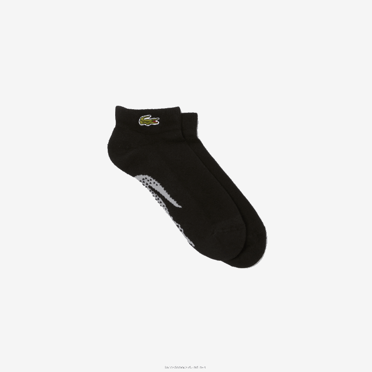 Lacoste laag uitgesneden sportsokken van stretchkatoen 0828H1679 zwart grijs chine snp Heren