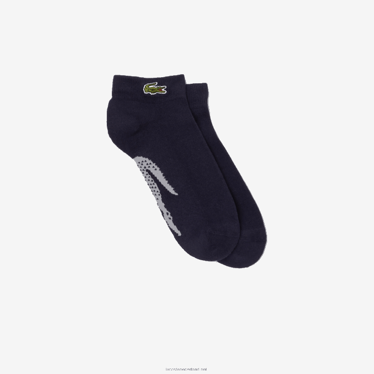 Lacoste laag uitgesneden sportsokken van stretchkatoen 0828H1680 marineblauw grijze chine kza Heren