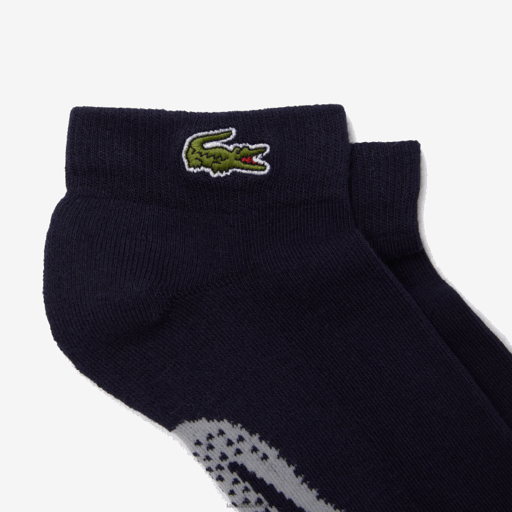 Lacoste laag uitgesneden sportsokken van stretchkatoen 0828H1680 marineblauw grijze chine kza Heren