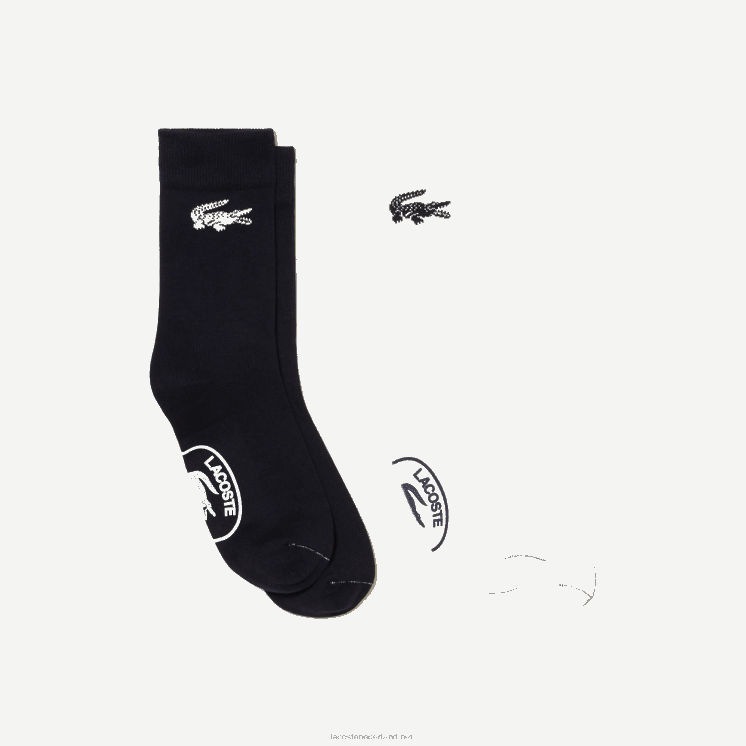 Lacoste set van 2 sokken van biologisch katoen van franse makelij 0828H523 wit marineblauw ev0 Heren