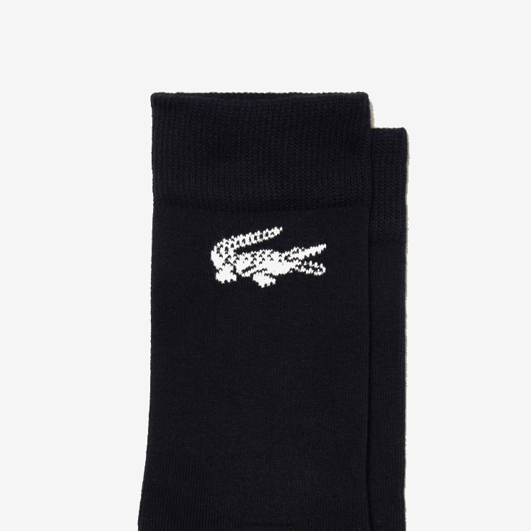 Lacoste set van 2 sokken van biologisch katoen van franse makelij 0828H523 wit marineblauw ev0 Heren