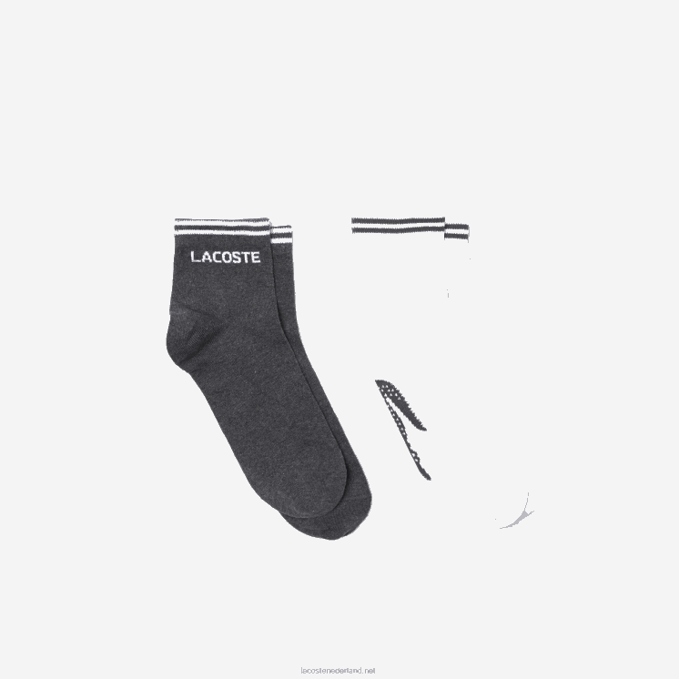 Lacoste sport laag uitgesneden katoenen sokken two-pack 0828H1671 grijs chine wit nkj Heren