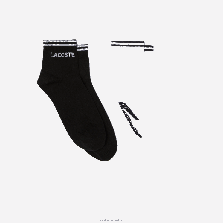 Lacoste sport laag uitgesneden katoenen sokken two-pack 0828H1672 zwart wit 258 Heren
