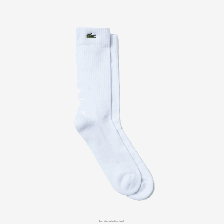 Lacoste sportieve hoog uitgesneden stretchkatoenen sokken 0828H1934 wit 001 Heren