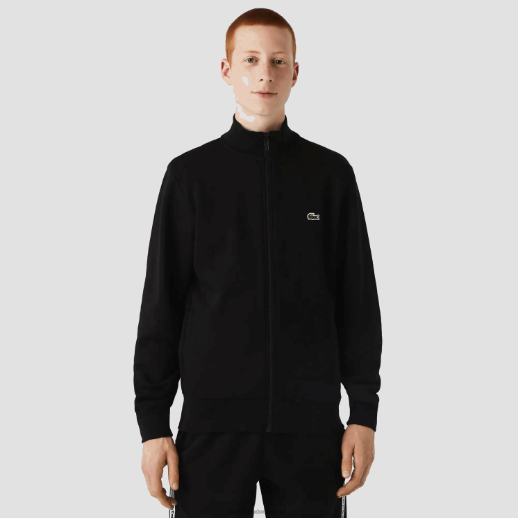 Lacoste Regular fit sweater van geborsteld fleece met ritssluiting 0828H1269 zwart 031 Heren