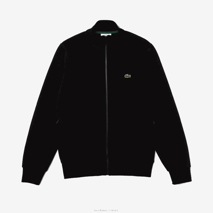 Lacoste Regular fit sweater van geborsteld fleece met ritssluiting 0828H1269 zwart 031 Heren