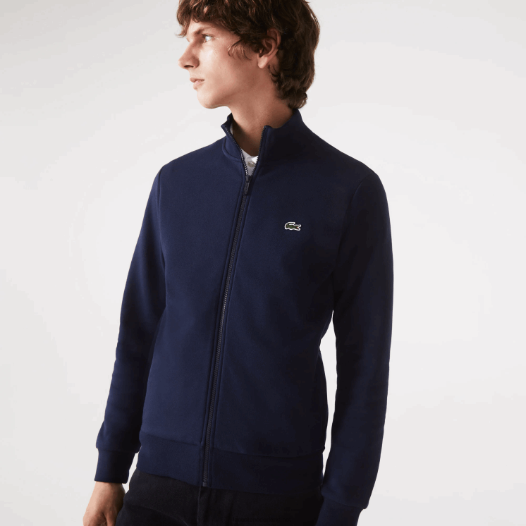 Lacoste Regular fit sweater van geborsteld fleece met ritssluiting 0828H1270 marineblauw 166 Heren