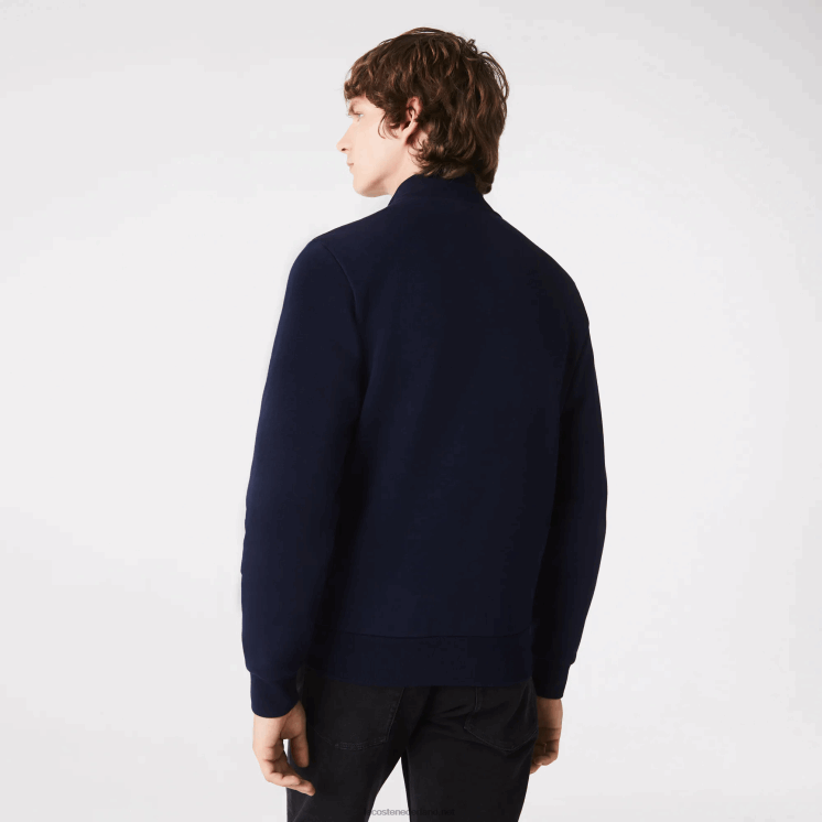 Lacoste Regular fit sweater van geborsteld fleece met ritssluiting 0828H1270 marineblauw 166 Heren