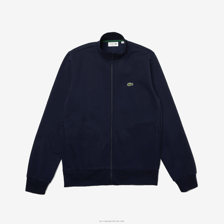 Lacoste Regular fit sweater van geborsteld fleece met ritssluiting 0828H1270 marineblauw 166 Heren
