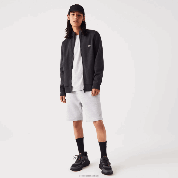 Lacoste Regular fit sweater van geborsteld fleece met ritssluiting 0828H1271 grijze el6 Heren