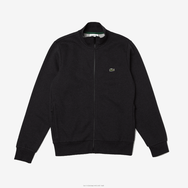 Lacoste Regular fit sweater van geborsteld fleece met ritssluiting 0828H1271 grijze el6 Heren