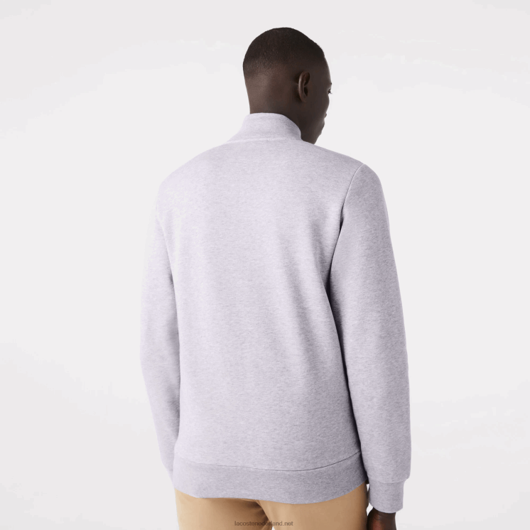 Lacoste Regular fit sweater van geborsteld fleece met ritssluiting 0828H1272 grijze chine ca Heren