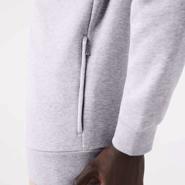 Lacoste Regular fit sweater van geborsteld fleece met ritssluiting 0828H1272 grijze chine ca Heren