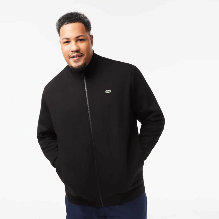 Lacoste Regular fit sweater van katoenfleece met ritssluiting - grote maten - groot 0828H340 zwart 031 Heren