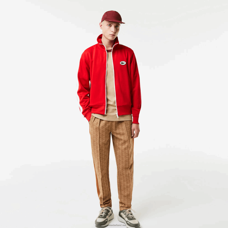Lacoste Regular-fit sweatshirt met hoge hals en piquérits 0828H1015 rood 240 Heren