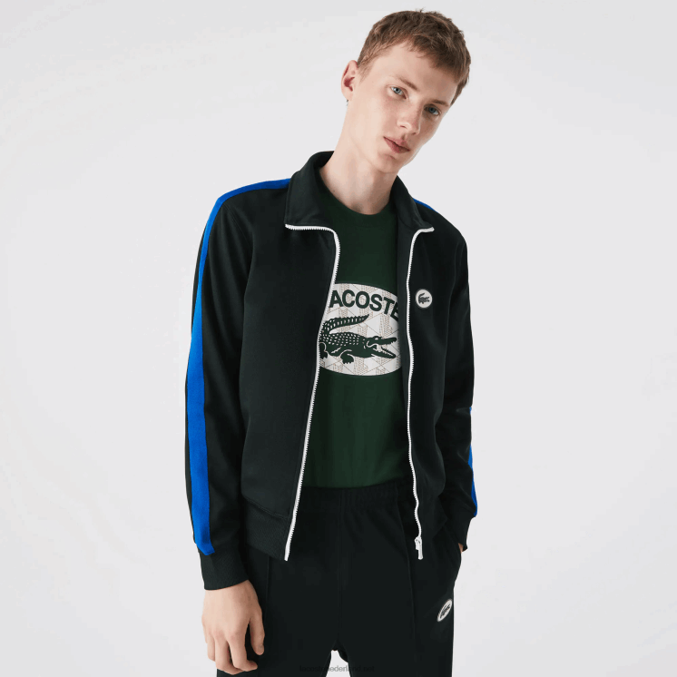 Lacoste Regular-fit sweatshirt met hoge hals en piquérits 0828H1016 groen yzp Heren
