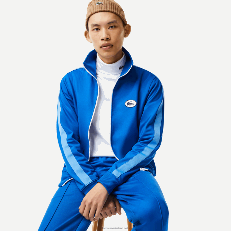 Lacoste Regular-fit sweatshirt met hoge hals en piquérits 0828H1017 blauw k1q Heren
