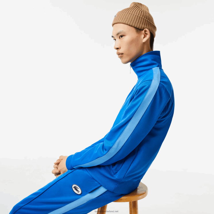 Lacoste Regular-fit sweatshirt met hoge hals en piquérits 0828H1017 blauw k1q Heren