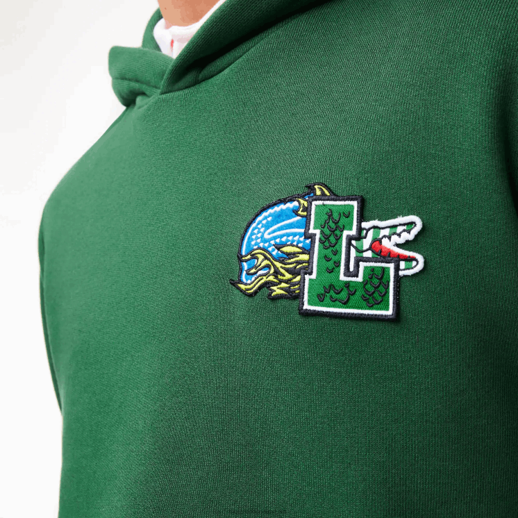 Lacoste Sweatshirt met capuchon en komische print 0828H1132 groen 132 Heren
