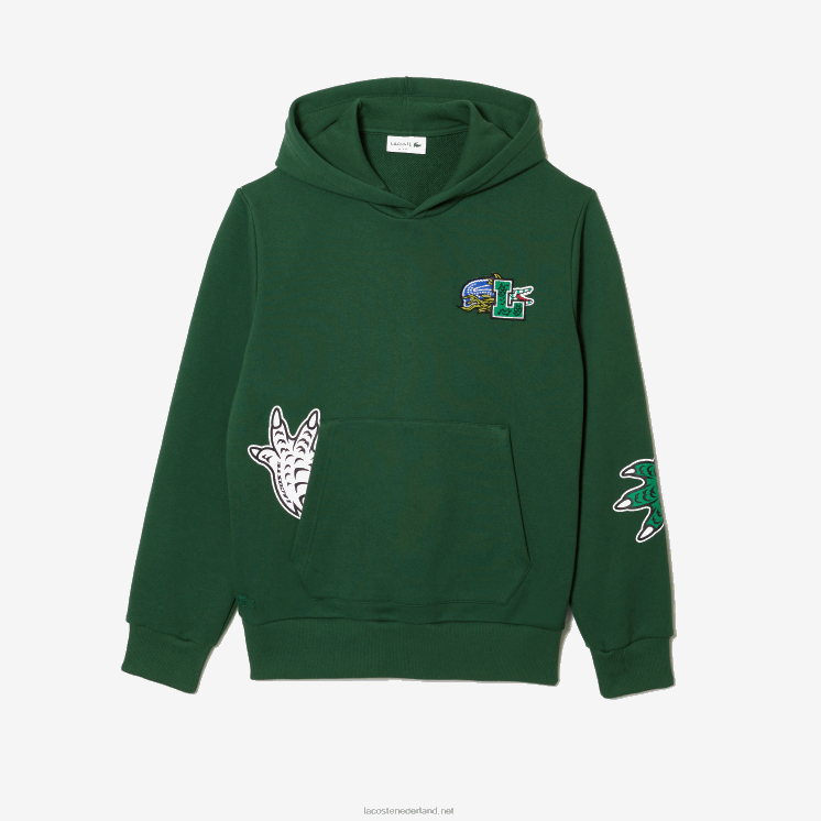 Lacoste Sweatshirt met capuchon en komische print 0828H1132 groen 132 Heren