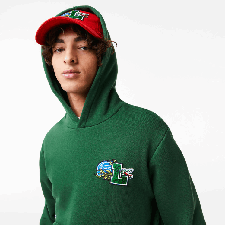 Lacoste Sweatshirt met capuchon en komische print 0828H1132 groen 132 Heren