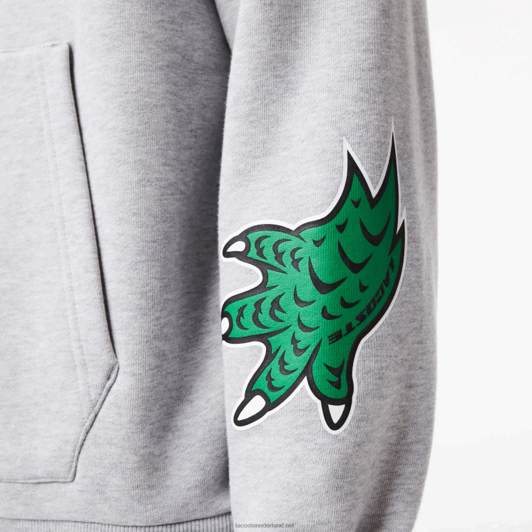 Lacoste Sweatshirt met capuchon en komische print 0828H1133 grijze chine ca Heren