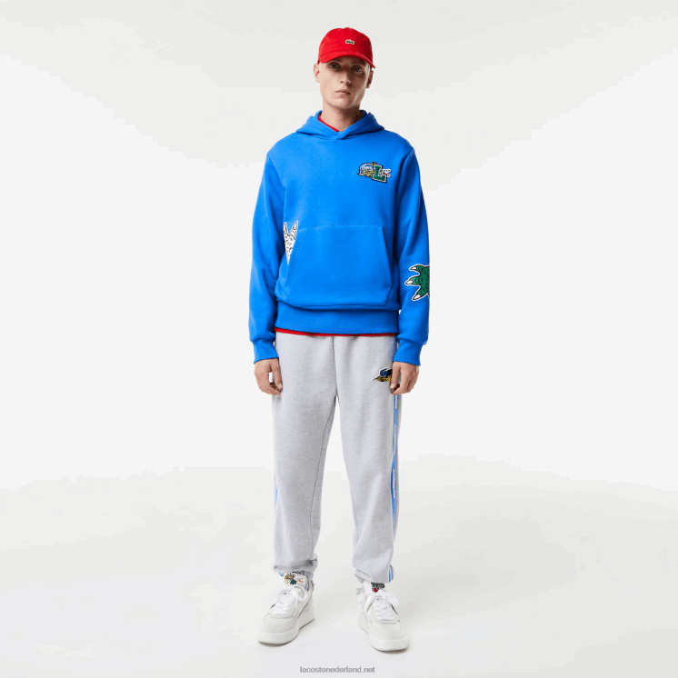 Lacoste Sweatshirt met capuchon en komische print 0828H1134 blauw k1q Heren