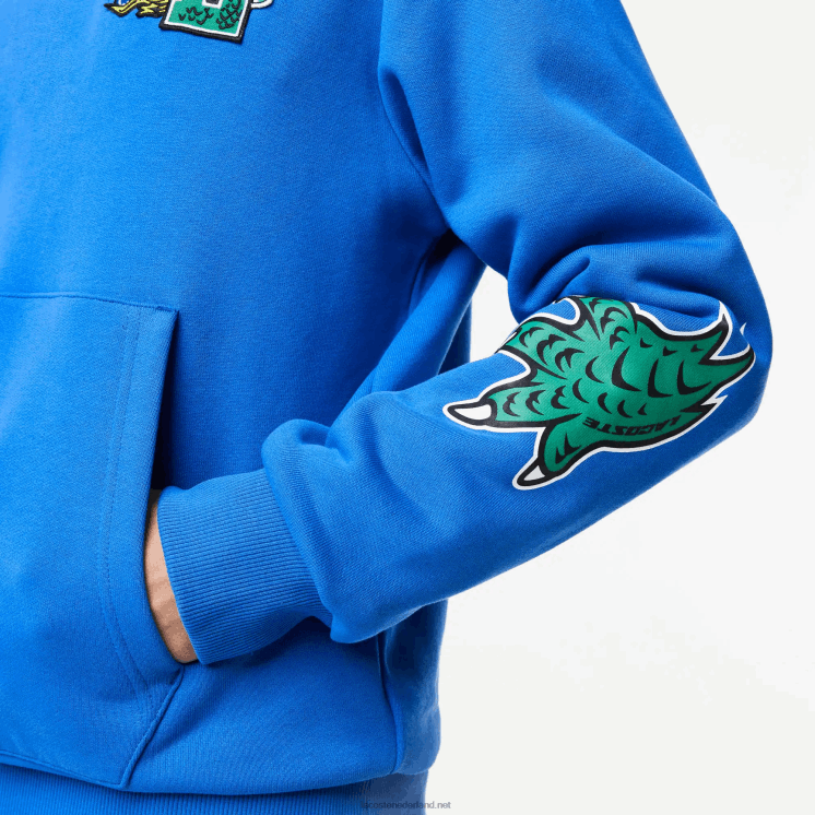 Lacoste Sweatshirt met capuchon en komische print 0828H1134 blauw k1q Heren