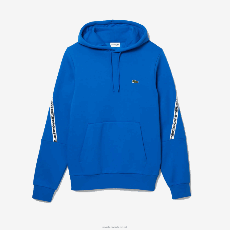 Lacoste Sweatshirt met capuchon met klassieke pasvorm en bedrukte banden 0828H1282 blauw k1q Heren