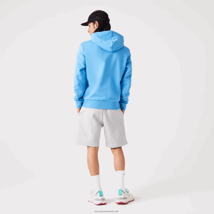 Lacoste Sweatshirt met kangoeroezak en rits van fleece 0828H1047 blauw 4xa Heren