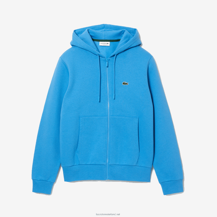 Lacoste Sweatshirt met kangoeroezak en rits van fleece 0828H1047 blauw 4xa Heren