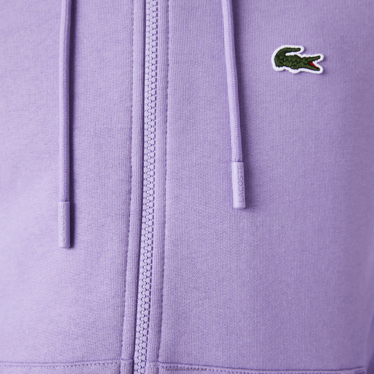 Lacoste Sweatshirt met kangoeroezak en rits van fleece 0828H1102 paarse gfu Heren