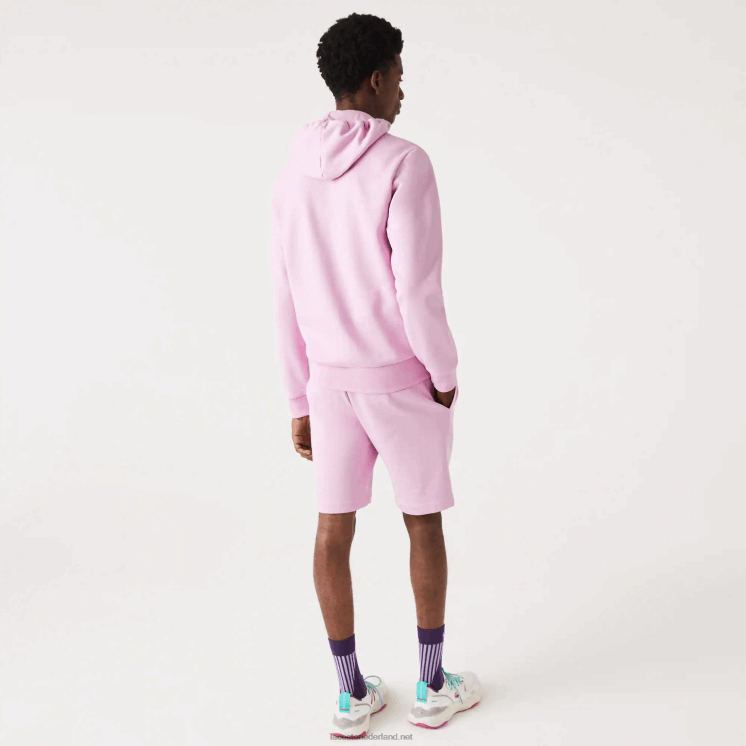 Lacoste Sweatshirt met kangoeroezak en rits van fleece 0828H1149 roze z4h Heren