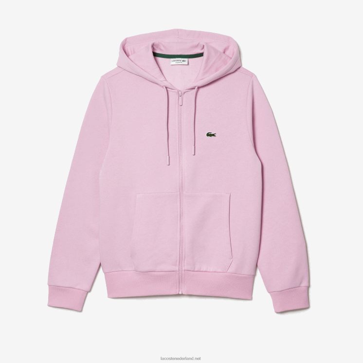 Lacoste Sweatshirt met kangoeroezak en rits van fleece 0828H1149 roze z4h Heren