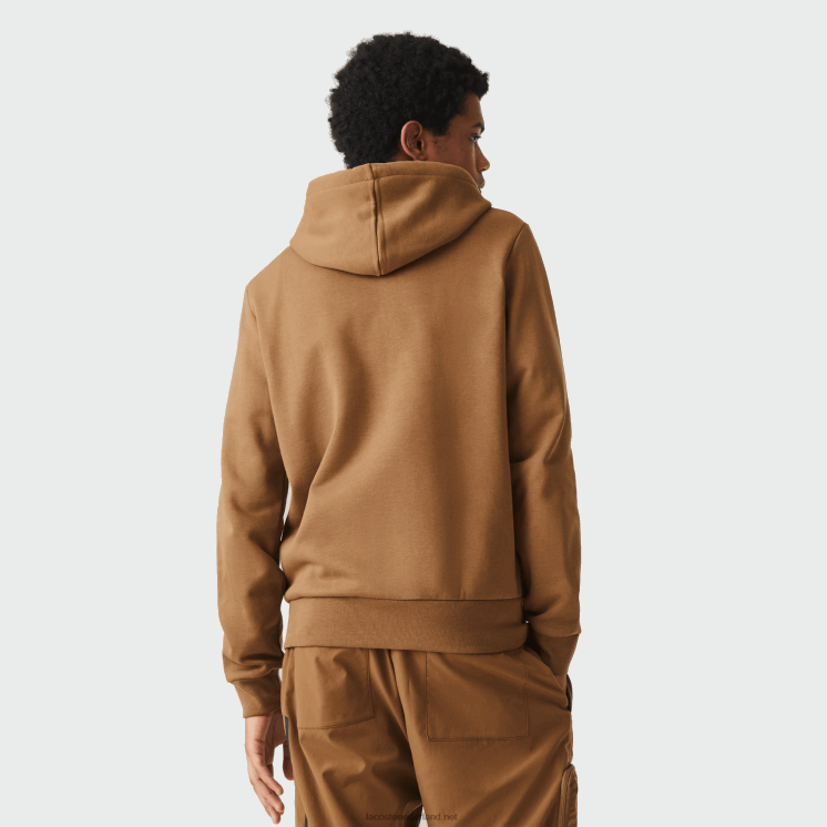 Lacoste Sweatshirt met kangoeroezak en rits van fleece 0828H1176 bruin z0w Heren