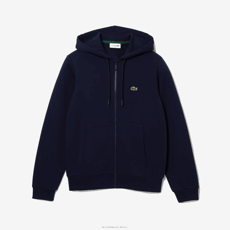 Lacoste Sweatshirt met kangoeroezak en rits van fleece 0828H297 marineblauw 166 Heren