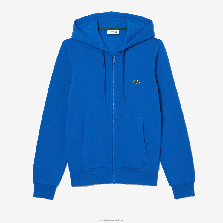 Lacoste Sweatshirt met kangoeroezak en rits van fleece 0828H298 blauwe kxb Heren