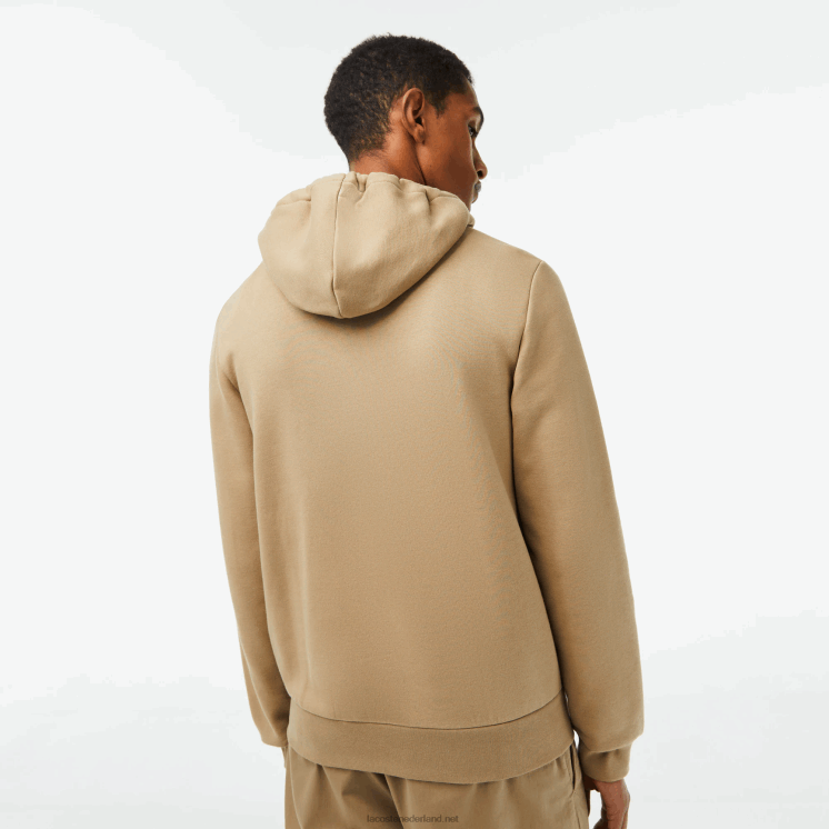 Lacoste Sweatshirt met kangoeroezak en rits van fleece 0828H351 beige cb8 Heren
