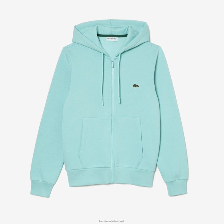 Lacoste Sweatshirt met kangoeroezak en rits van fleece 0828H373 mint lgf Heren