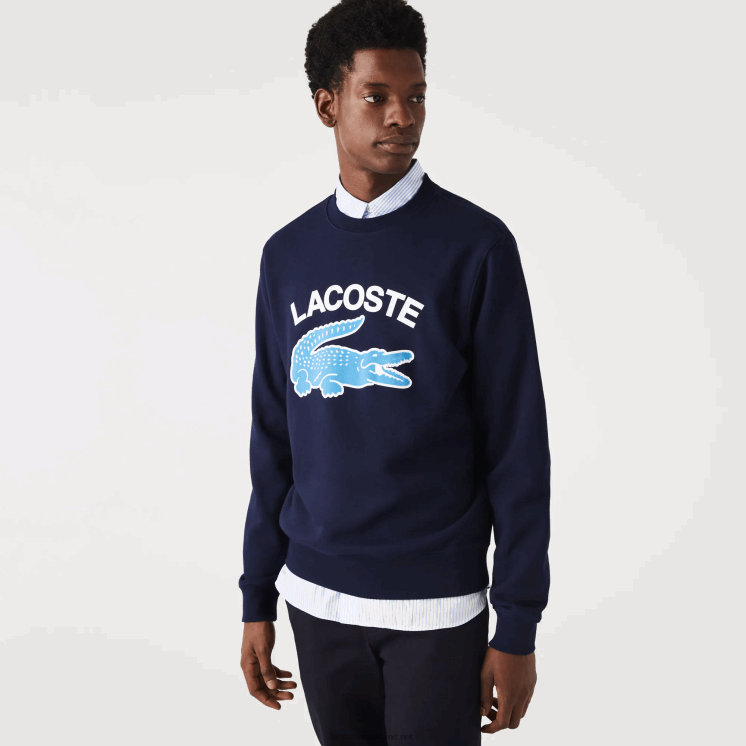Lacoste Sweatshirt met ronde hals en krokodillenprint 0828H1029 marineblauw 166 Heren