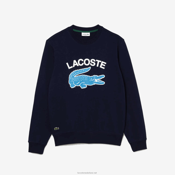 Lacoste Sweatshirt met ronde hals en krokodillenprint 0828H1029 marineblauw 166 Heren